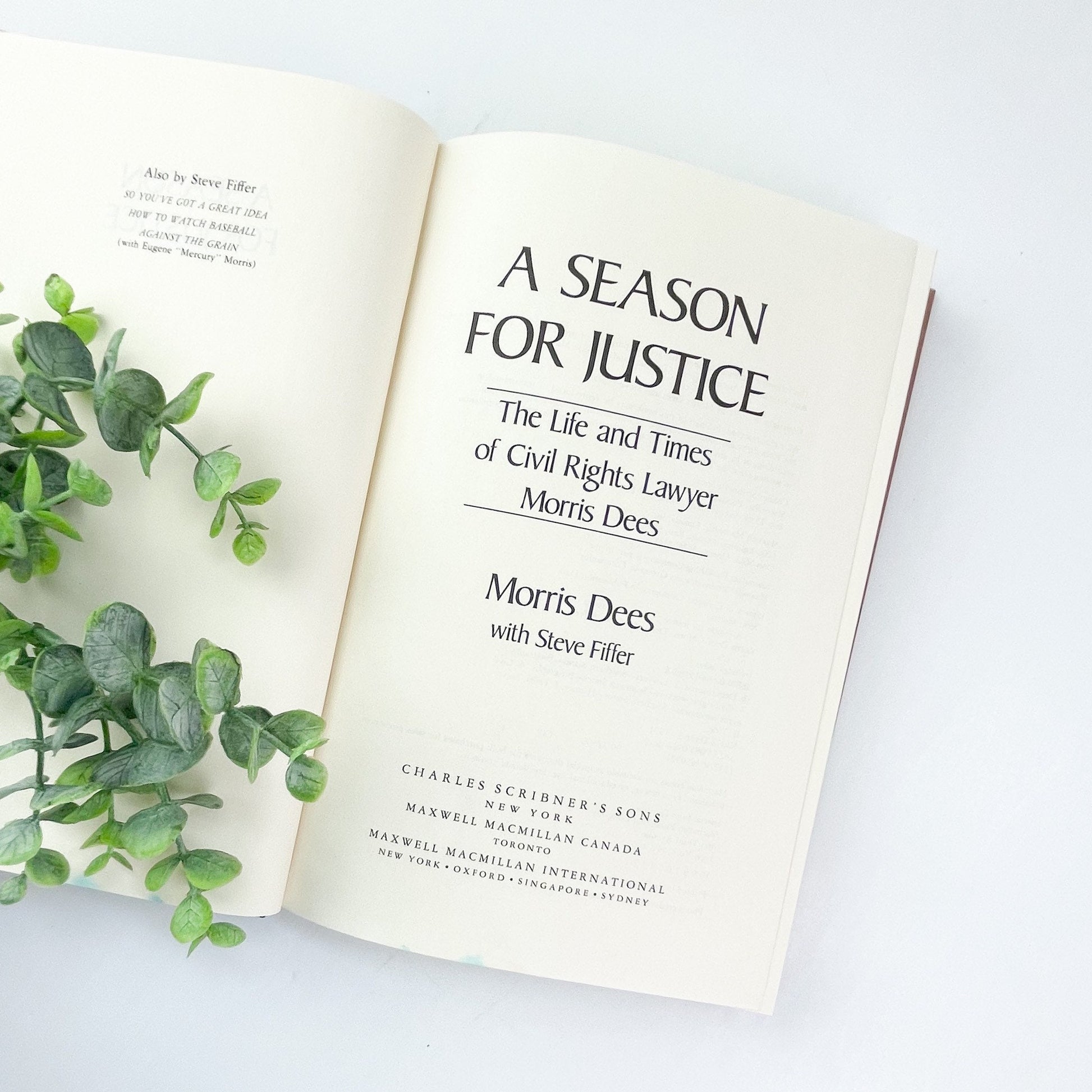 Signed with Personal Letter, A Season for Justice by Morris Dees with Steve Fiffer