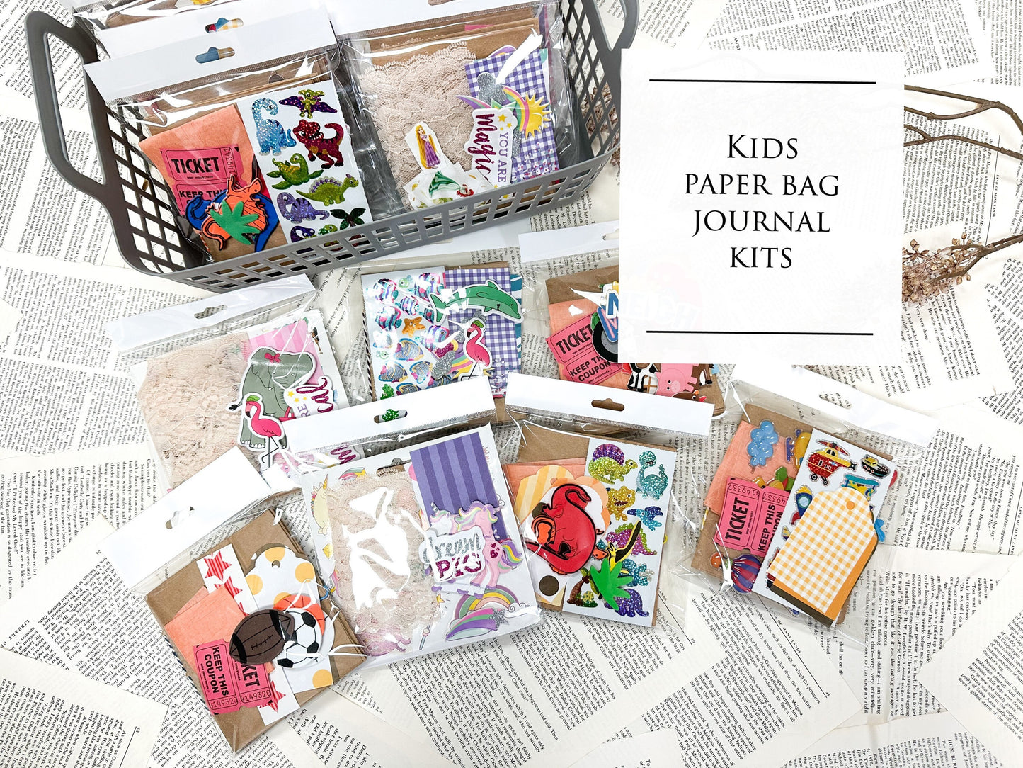 Kid Journal Kit, Paper Bag Journal for Kids, Gift Idea, Stocking Gift Idea, Kids Creative Gift