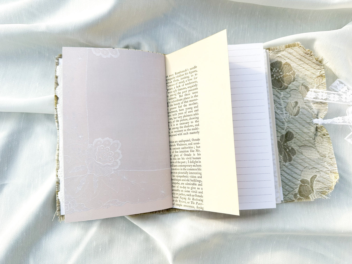 Junk Journal, Naked Journal made from vintage fabric, Handmade Journal, Art Journal, Gift Idea