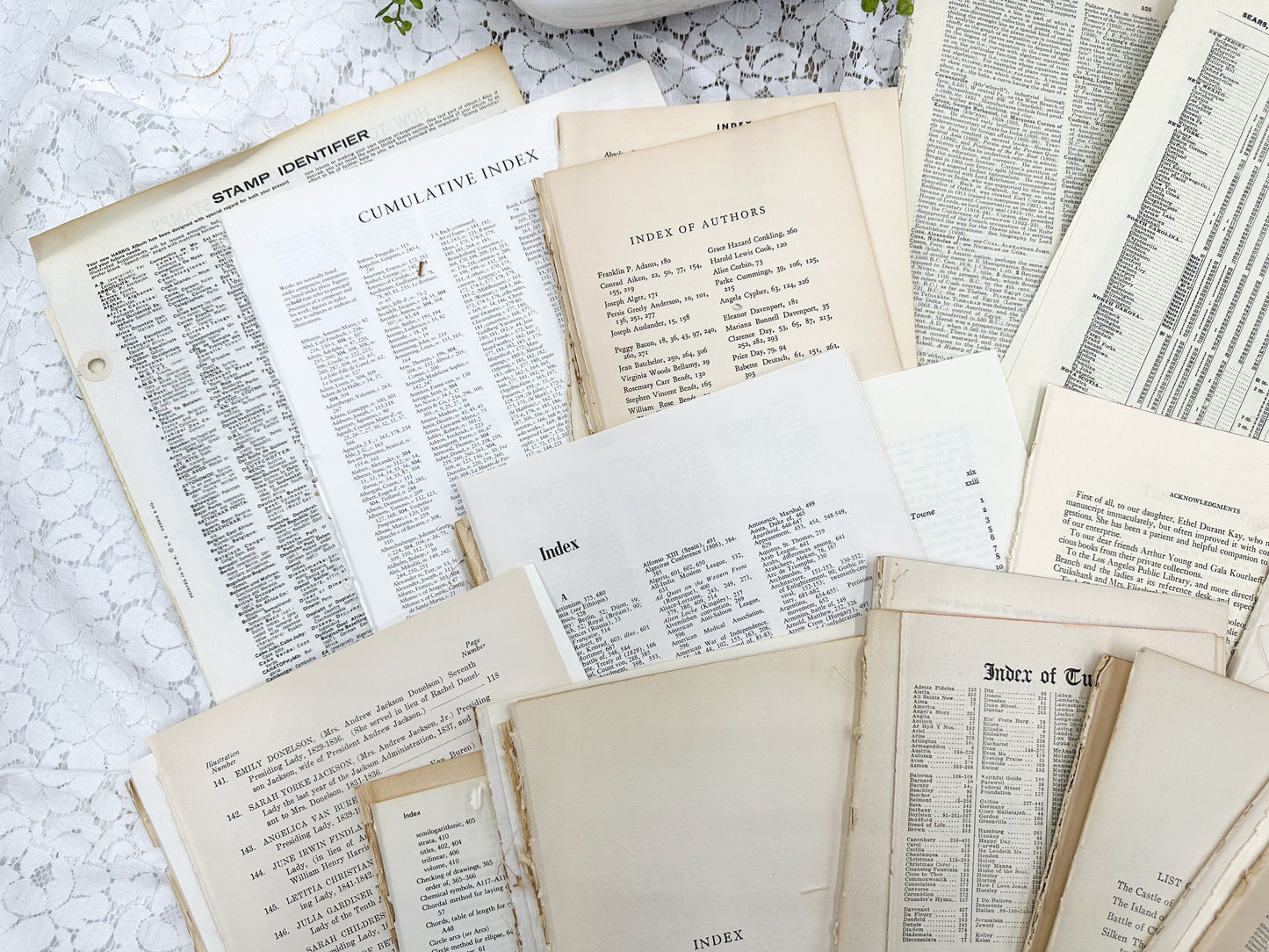 Vintage Index Pages, Book Index Pages for Paper Crafting, Ephemera for Junk Journaling