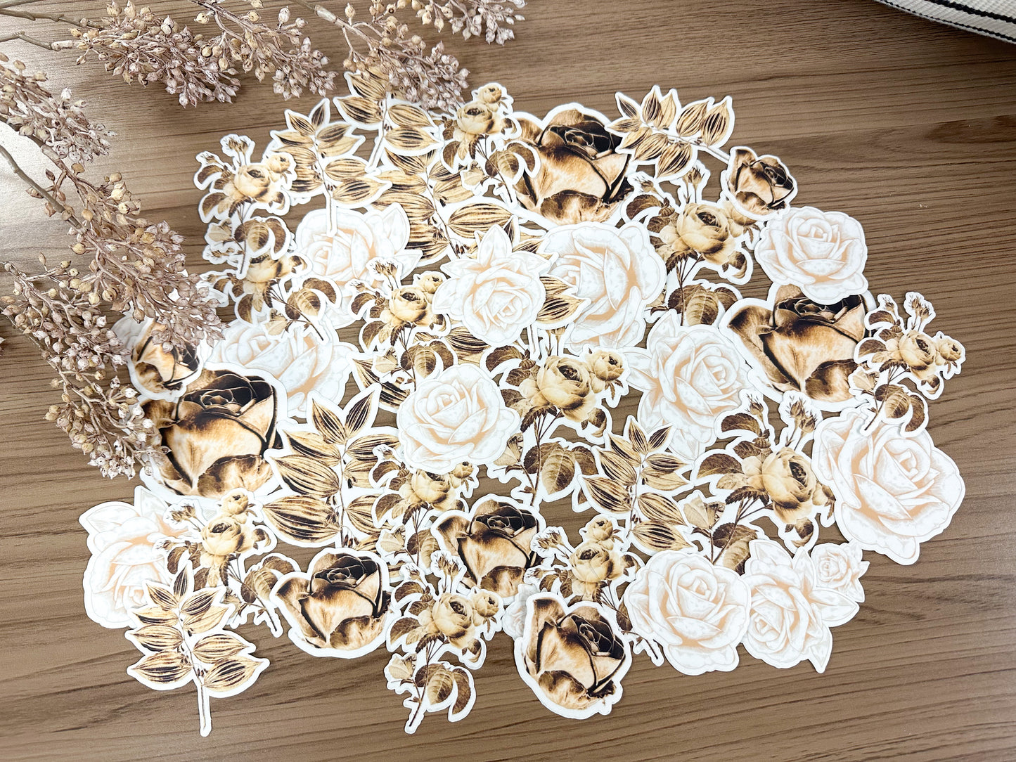 Reproduction Floral Stickers- Brown