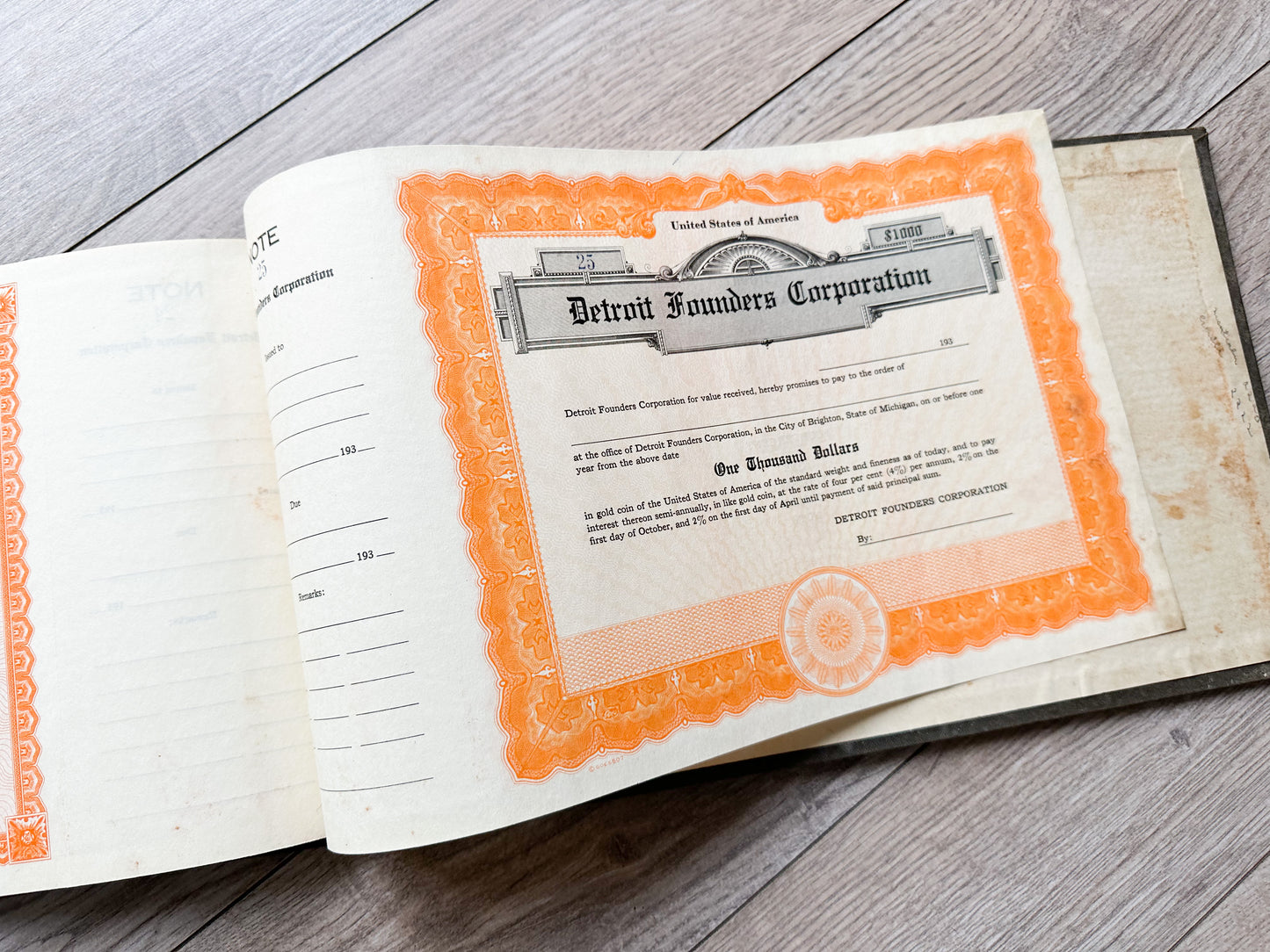 Vintage Book of Stock Certificates