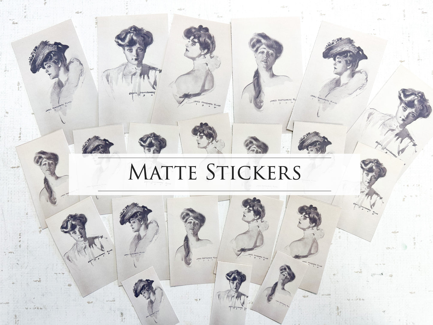 Matte Stickers of Vintage Ladies